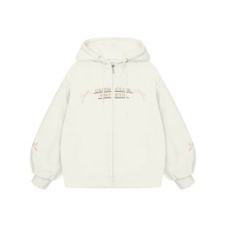 Áo khoác Hoodie zip nỉ thêu Nơ 2 CÁNH TAY SWEETIE CỰC DỄ THƯƠNG nón to có túi trong form rộng unisex