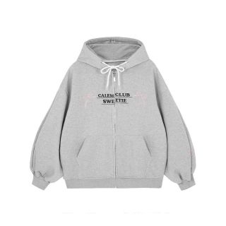 Áo khoác Hoodie zip nỉ thêu Nơ 2 CÁNH TAY SWEETIE CỰC DỄ THƯƠNG nón to có túi trong form rộng unisex