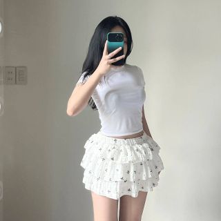 CHÂN VÁY XÒE 3 TẦNG IN NƠ chất Thun Ren có lót quần freesize dưới 55kg