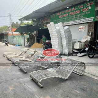 Giường tắm nắng nhựa giả mây ghế hồ bơi ghế bãi biển