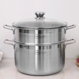 SET NỒI HẤP INOX 2 TẦNG VÀ 10 THÌA INOX CÁN DÀI giá sỉ