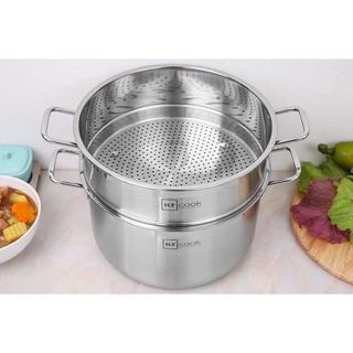 SET NỒI HẤP INOX 2 TẦNG VÀ 10 THÌA INOX CÁN DÀI