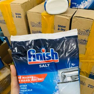Combo Viên rửa chén Finish All in one 100 viên, muối, nước làm bóng 800ml