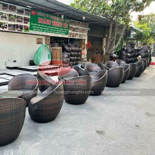 Sofa trứng nhựa giả mây ghế mây tròn ghế nhựa giả mây