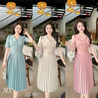 Đầm dự tiệc thiết kế dáng xoè dự tiệc chất liệu cotton lạnh, tà váy xếp li, mềm mại, sang trong,thanh lịch N05