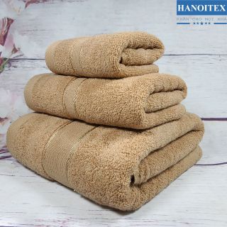 Khăn Tắm Cao Cấp, Combo 3 Khăn HANOITEX 100% Cotton Dày Dặn, Mềm Mại, Thấm Hút Cực Tốt