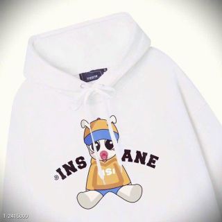 Áo hoodie in nổi chữ INSANE mới về nón rộng 2 lớp, form rộng 75kg, vải dày mịn, chống nắng tốt. Nách rộng tay phòng.dây rút lai giá sỉ