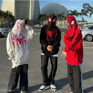 Áo khoác in nhện SPIDERMAN dây kéo full nón trùm kín đầu, chất nỉ dày mịn,dây kéo phao, tay phồng,form rộng dưới 80kg