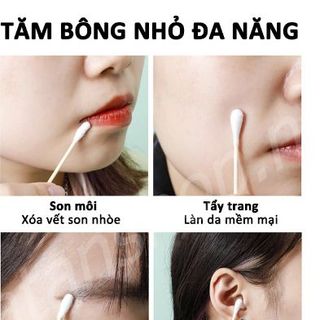 Hộp 500 que tăm bông ngoáy tai thân gỗ tre 2 đầu tròn xoắn thân thiện với môi trường, tăm ngoáy tai tiệt trùng - CTB791