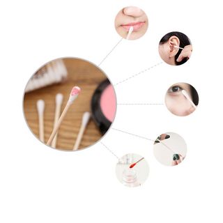 Hộp 500 que tăm bông ngoáy tai thân gỗ tre 2 đầu tròn xoắn thân thiện với môi trường, tăm ngoáy tai tiệt trùng - CTB791
