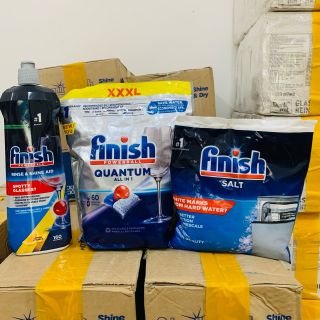 Viên rửa chén Finish, nước làm bóng, muối rửa chén Hàng Eu Combo 1 giá sỉ