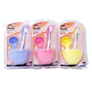 Bộ Chén Cọ Trộn Mặt Nạ Đắp Mặt 4 Trong 1 DIY - Dùng Pha Nạ Chuẩn Định Lượng ,Xinh Xắn Bằng Nhựa Dẻo