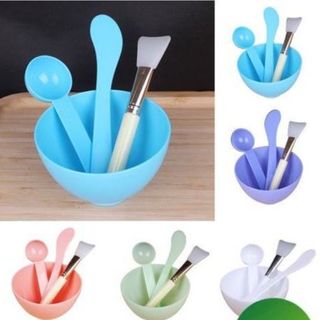 Bộ Chén Cọ Trộn Mặt Nạ Đắp Mặt 4 Trong 1 DIY - Dùng Pha Nạ Chuẩn Định Lượng ,Xinh Xắn Bằng Nhựa Dẻo