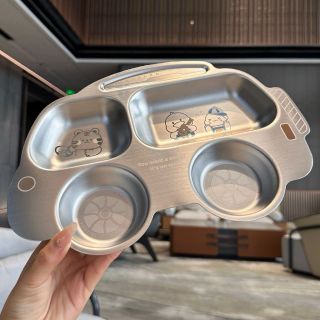 khay ăn dặm ô tô hoạt hình chất liệu inox cao cấp