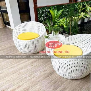 Sofa trứng màu trắng ghế mây tròn ghế trứng tròn ghế trứng nhựa giả mây màu trắng