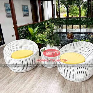 Sofa trứng màu trắng ghế mây tròn ghế trứng tròn ghế trứng nhựa giả mây màu trắng