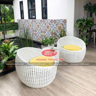 Sofa trứng màu trắng ghế mây tròn ghế trứng tròn ghế trứng nhựa giả mây màu trắng