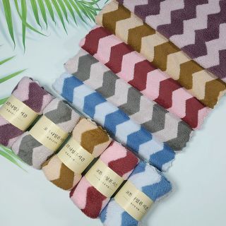 Khăn Mặt Lông Cừu Xuất Hàn Hanoitex Họa Tiết Sóng Siêu Mềm Mại Kích Thước 30*50cm