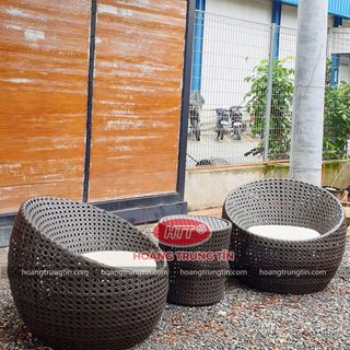 Bộ bàn ghế ban công ghế sân thượng ghế mây tròn ghế con sò nhựa giả mây