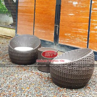 Bộ bàn ghế ban công ghế sân thượng ghế mây tròn ghế con sò nhựa giả mây