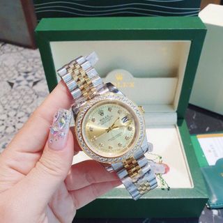 ĐỒNG HỒ NAM NỮ CAO CẤP RÔ LE DÂY THÉP MẶT KÍNH SAPHIRE VIỀN ĐÁ 1