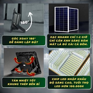 Đèn Pha Năng Lượng Mặt Trời Đặng Nguyễn 500W-Cảm biến ngày/đêm độ bền cực cao - Bảo hành 2 năm