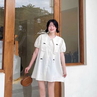 ĐẦM BABYDOLL PHỐI CỔ TÀ NHỌN freesize Dưới 58kg Chất Đũi xốp