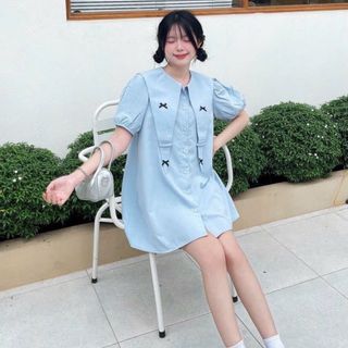 ĐẦM BABYDOLL PHỐI CỔ TÀ NHỌN freesize Dưới 58kg Chất Đũi xốp
