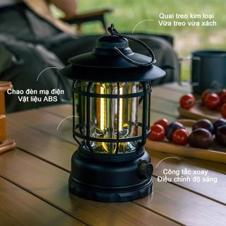 Đèn bão măng xông, đèn led tích điện dùng để đi dã ngoại, cắm trại ngoài trời công suất 5W - CTB795