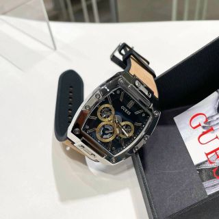 ĐỒNG HỒ NAM CAO CẤP GUE S MẶT CHỮ NHẬT CHONOGRAP DÂY CAO SU BỌC DA 2