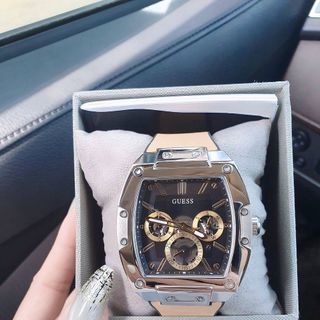 ĐỒNG HỒ NAM CAO CẤP GUE S MẶT CHỮ NHẬT CHONOGRAP DÂY CAO SU BỌC DA 2