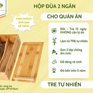 HỘP ĐỰNG ĐŨA MUỖNG CÓ NẮP ĐẬY BẰNG GỖ TRE TỰ NHIÊN DÀNH CHO QUÁN ĂN GIA ĐÌNH - SẠCH SẼ SANG TRỌNG BỀN BỈ - THƯƠNG HIỆU BESOL giá sỉ