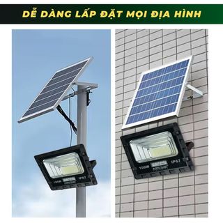 Đèn năng lượng mặt trời DN 100W, chính hãng, thông minh có tự động sáng tấm pin sạc lớn, độ bền bỉ cao