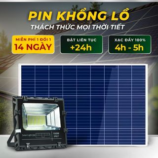 Đèn năng lượng mặt trời DN 100W, chính hãng, thông minh có tự động sáng tấm pin sạc lớn, độ bền bỉ cao giá sỉ