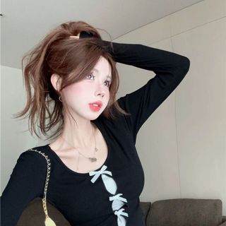 ÁO KIỂU TAY DÀI TĂM LẠNH ĐÍNH NƠ - LÊ PHƯƠNG BOUTIQUE