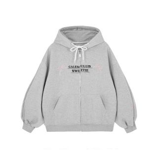 Áo khoác Hoodie zip nỉ thêu Nơ 2 CÁNH TAY SWEETIE CỰC DỄ THƯƠNG nón to có túi trong form rộng unisex giá sỉ - giá bán buôn