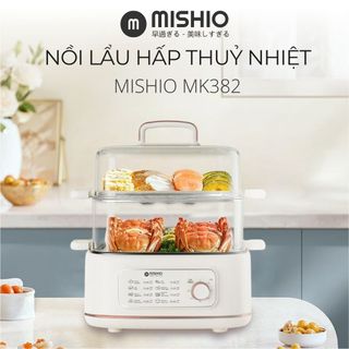 Nồi lẩu hấp thủy nhiệt Mishio MK382 khay hấp inox 304 giá sỉ