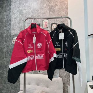 Áo khoác dù cổ bẻ phối màu, logo in MARTINE ROSE Chất dù xịn 2 lớp, dây rút lai