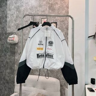 Áo khoác dù cổ bẻ phối màu, logo in MARTINE ROSE Chất dù xịn 2 lớp, dây rút lai