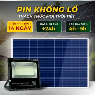 [Pin Khổng Lồ] Đèn năng lượng mặt trời DN 300W, tự động tắt, đèn tường ngoài trời, khung nhựa cao cấp giá sỉ