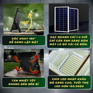 [Pin Khổng Lồ] Đèn năng lượng mặt trời DN 300W, tự động tắt, đèn tường ngoài trời, khung nhựa cao cấp