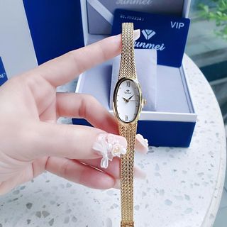 ĐỒNG HỒ NỮ CH.ÍNH HÃN.G FUNMEI F2147 MẶT OVAN DÂY LƯỚI THÉP ĐI KÈM TEM KÍCH HOẠT ĐIỆN TỬ BẢO HÀNH 1