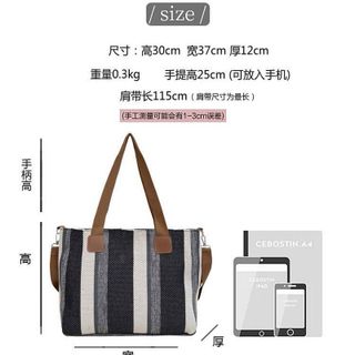 BOOCEAN Túi Tote sọc, Túi mua sắm Túi xách nữ đi lại, Túi đeo vai dung tích lớn(01)