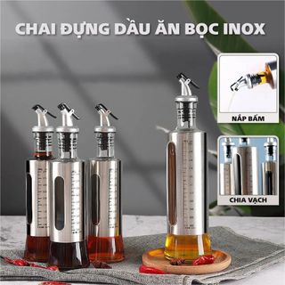 CHAI RÓT GIA VỊ THỦY TINH BỌC INOX 300ML giá sỉ