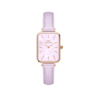 ĐỒNG HỒ NỮ CAO CẤP D.W QUADRO LAVENDER DÂY DA TÍM MẶT CHỮ NHẬT KÈM TEM KÍCH HOẠT ĐIỆN TỬ 1