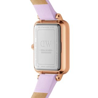 ĐỒNG HỒ NỮ CAO CẤP D.W QUADRO LAVENDER DÂY DA TÍM MẶT CHỮ NHẬT KÈM TEM KÍCH HOẠT ĐIỆN TỬ 1