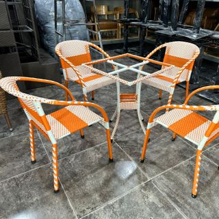 Bộ bàn ghế nhựa giả mây giá rẻ ghế nhật trắng đen bộ ghế nhật cafe giá rẻ