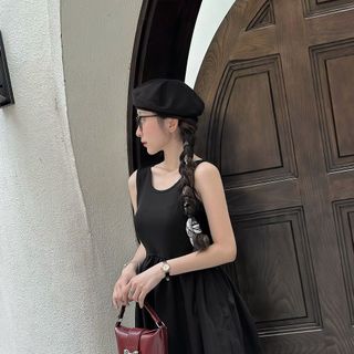 Đầm váy maxi hai dây dáng dài thiết kế nhún eo basic form dáng xòe chữ A