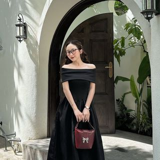 Đầm maxi dài trễ bẹt vai body dáng dài, váy cúp ngực có mút xoè đi biển đi tiệc