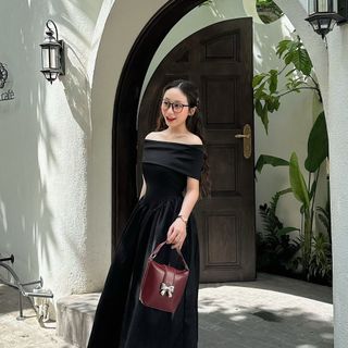 Đầm maxi dài trễ bẹt vai body dáng dài, váy cúp ngực có mút xoè đi biển đi tiệc